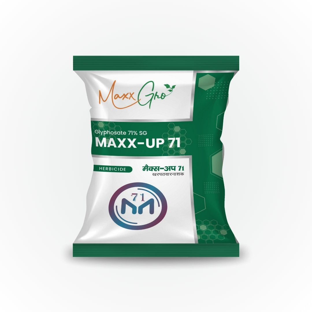 MaxxGro MAXX-UP 71 herbicide packet, containing Glyphosate 71% SG, a high-concentration, non-selective systemic herbicide for powerful, total control of deep-rooted annual and perennial weeds and grasses.