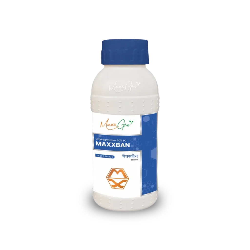 Maxxban Chlorpyriphos 20% EC insecticide bottle pack by MaxxGro Agrology Limited