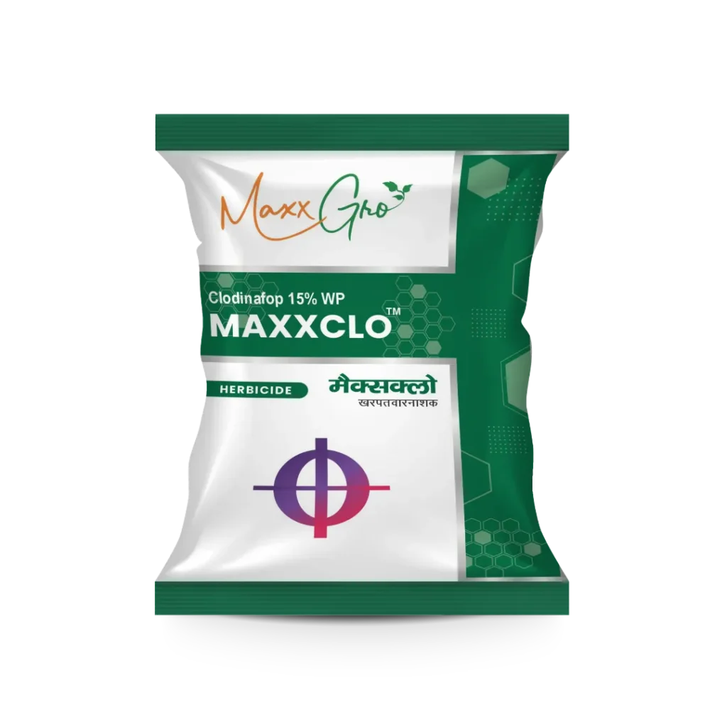 Maxxclo Clodinafop 15% WP herbicide pouch pack by MaxxGro Agrology Limited