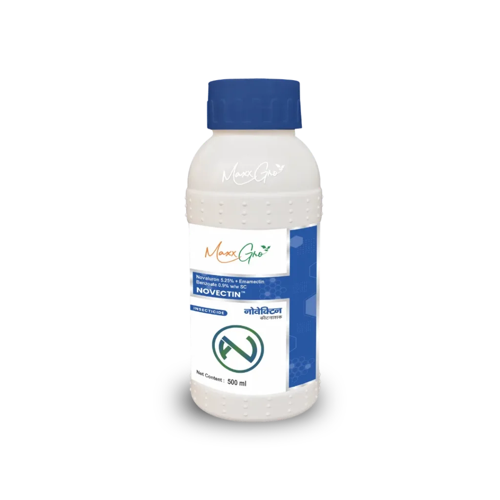 Novectin Novaluron 5.25% + Emamectin Benzoate 0.9% SC insecticide 500ml bottle pack by MaxxGro Agrology Limited