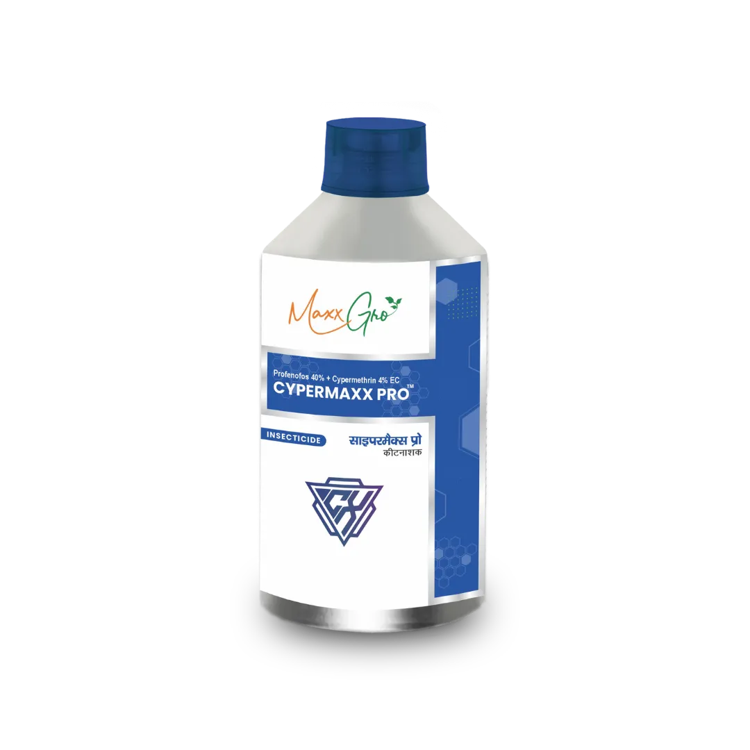 Cypermaxx Pro Profenofos 40% + Cypermethrin 4% EC insecticide bottle pack by MaxxGro Agrology Limited