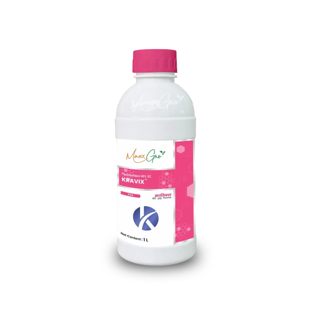 Kravix Paclobutrazol 40% SC plant growth regulator bottle pack by MaxxGro Agrology Limited