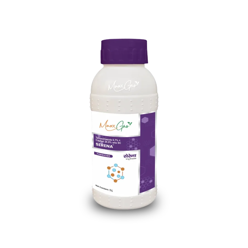 Serena Tebuconazole 6.7% + Captan 26.9% SC fungicide bottle pack by MaxxGro Agrology Limited