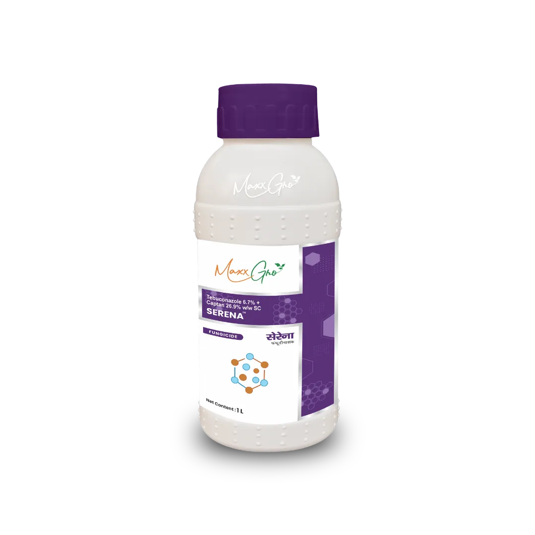Serena Tebuconazole 6.7% + Captan 26.9% SC fungicide bottle pack by MaxxGro Agrology Limited